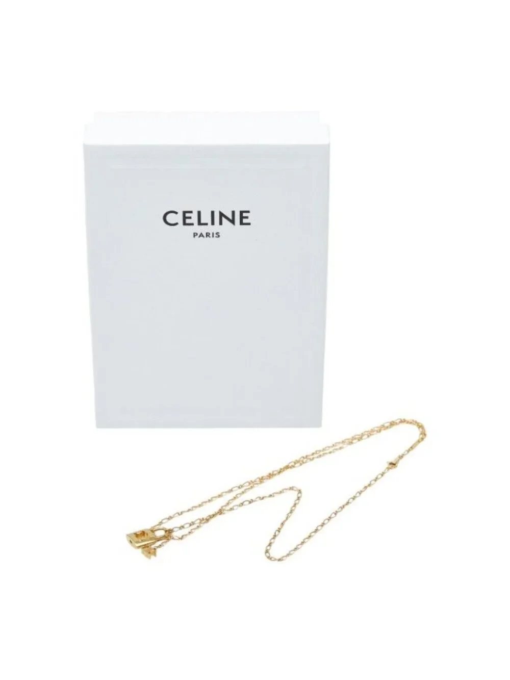 Celine Triomphe Padlock Necklace Gold Plated